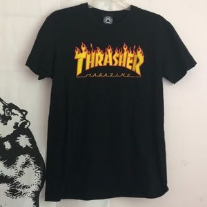 Thrasher Black Flames T- Shirt